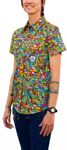Picture of Trademutt Womens Bonza Full Button Short Sleeve Full Print Workshirt (TM-21508)