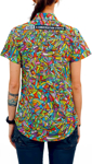 Picture of Trademutt Womens Bonza Full Button Short Sleeve Full Print Workshirt (TM-21508)