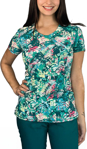 Picture of Cherokee Scrubs Tropic Texture Floral Print Round Neck Scrub Top (CK609 TCTU)