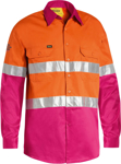 Picture of Bisley Workwear Mens Taped Hi Vis Cool Lightweight Shirt - Pink (BS6696T-PINK)
