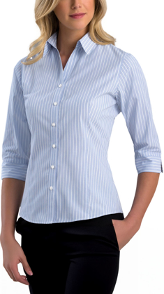 Picture of John Kevin Womens Pinfeather Slim Fit 3/4 Sleeve Shirt (718 Blue)