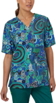 Picture of NNT Uniforms Unisex Warlu Indigenous Scrub V-Neck Top - Green Print (CATRFR-GPT)