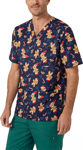 Picture of NNT Uniforms Unisex Xmas Gingerbread Surfer Print Scrub Top - Midnight Navy Surfer (CATRST-MNS)