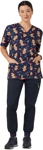 Picture of NNT Uniforms Unisex Xmas Gingerbread Surfer Print Scrub Top - Midnight Navy Surfer (CATRST-MNS)