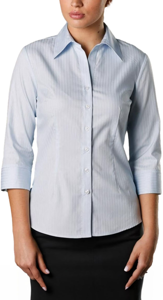 Picture of Winning Spirit Womens Self Stripe 3/4 Sleeve Shirt (M8100Q)