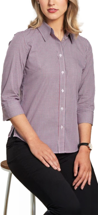 Picture of Winning Spirit Womens Mini Gingham 3/4 Shirt (M8340Q)