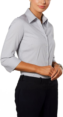 Picture of Winning Spirit Womens Ticking Stripe 3/4 Sleeve Shirt (M8200Q)