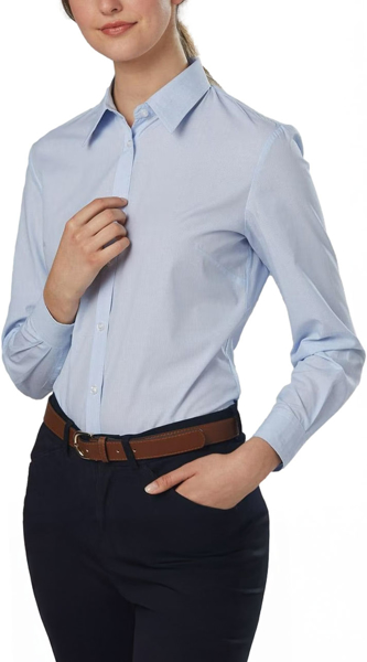 Picture of Winning Spirit Womens Fine Stripe Long Sleeve Shirt (M8212)