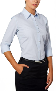 Picture of Winning Spirit Womens Fine Stripe 3/4 Sleeve Shirt (M8213)