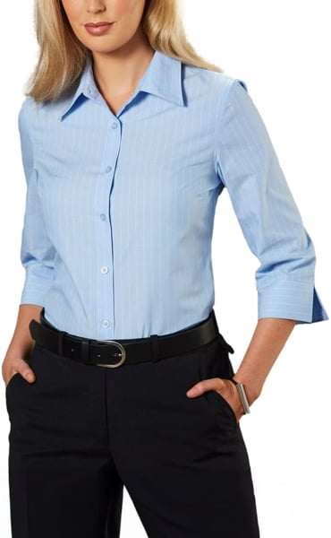Picture of Winning Spirit Womens Pin Stripe 3/4 Sleeve Shirt (M8223)