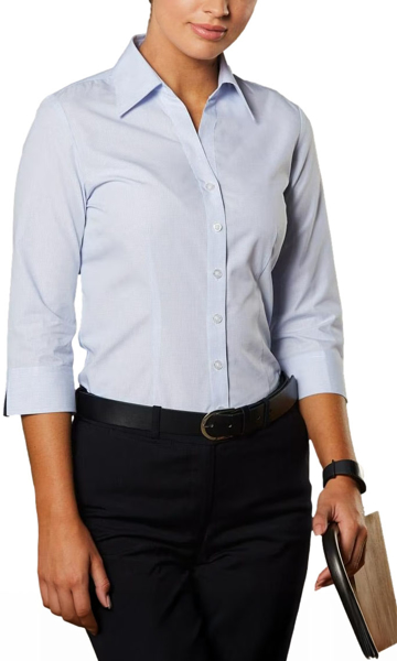 Picture of Winning Spirit Womens Mini Check 3/4 Shirt (M8360Q)