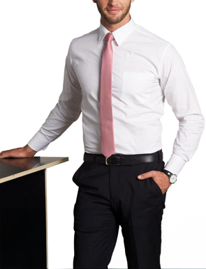 Picture of Winning Spirit Mens Self Stripe Long Sleeve Shirt (M7100L)