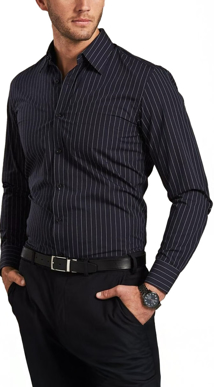 Picture of Winning Spirit Mens Pin Stripe Long Sleeve Shirt (M7222)