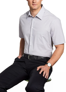 Picture of Winning Spirit Mens Ticking Stripe Short Sleeve Shirt (M7200S)