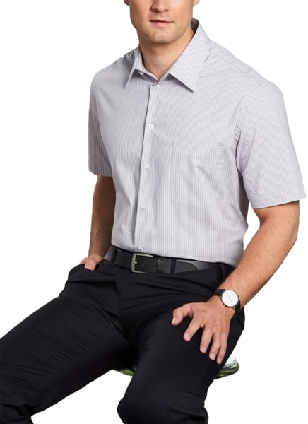 Picture of Winning Spirit Mens Ticking Stripe Short Sleeve Shirt (M7200S)