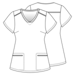 Picture of Cherokee Womens Chilly Tiles 2 Pocket Stretch V Neck Print Scrub Top (TF796-FRYT)