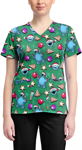 Picture of Cherokee Tooniforms Cookie Monster Sesame Street Christmas V Neck Scrub Top (TF796-SWZC)