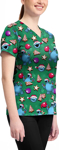 Picture of Cherokee Tooniforms Cookie Monster Sesame Street Christmas V Neck Scrub Top (TF796-SWZC)