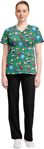 Picture of Cherokee Tooniforms Cookie Monster Sesame Street Christmas V Neck Scrub Top (TF796-SWZC)