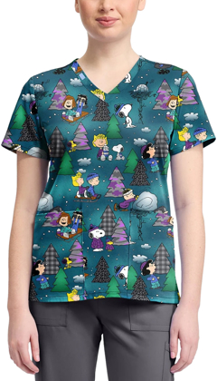 Picture of Cherokee Winter Forest Print Top (TF796-PNFW)