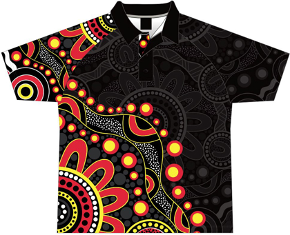 Picture of Womens Dance of Existence Aboriginal Print Polo