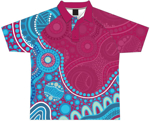 Picture of Womens Ways of the Water Aboriginal Print Polo