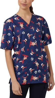 Picture of NNT Uniforms Reindeer Scrub V Neck Top - Print (CATRFP-PRT)
