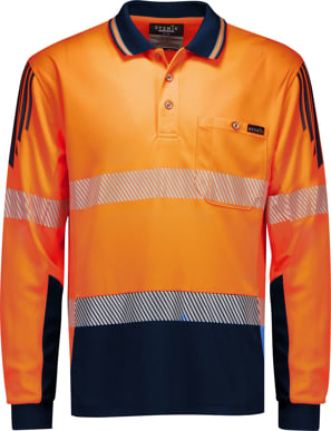 Picture of Syzmik Mens Hi Vis Flux Segmented Tape Long Sleeve Polo (ZH550)