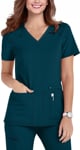 Picture of Cherokee Womens V Neck Knit Panel Solid Scrub Top (CH-CK605)