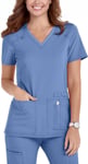 Picture of Cherokee Womens V Neck Knit Panel Solid Scrub Top (CH-CK605)
