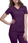 Picture of Cherokee Womens V Neck Knit Panel Solid Scrub Top (CH-CK605)