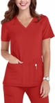 Picture of Cherokee Womens V Neck Knit Panel Solid Scrub Top (CH-CK605)