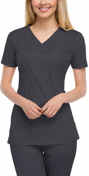 Picture of Cherokee Womens Mock Wrap Princess Seam Solid Scrub Top (CH-4728)