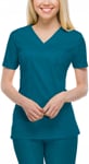 Picture of Cherokee Womens Mock Wrap Princess Seam Solid Scrub Top (CH-4728)