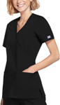 Picture of Cherokee Womens Mock Wrap Knit Panel Solid Scrub Top (CH-WW650)