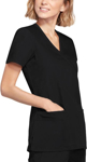 Picture of Cherokee Womens Mock Wrap Knit Panel Solid Scrub Top (CH-WW650)