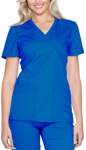 Picture of Cherokee Womens Mock Wrap Knit Panel Solid Scrub Top (CH-WW650)