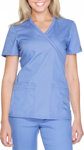 Picture of Cherokee Womens Mock Wrap Knit Panel Solid Scrub Top (CH-WW650)