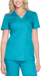Picture of Cherokee Womens Mock Wrap Knit Panel Solid Scrub Top (CH-WW650)
