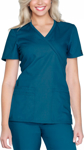 Picture of Cherokee Womens Mock Wrap Knit Panel Solid Scrub Top (CH-WW650)