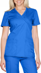 Picture of Cherokee Womens Mock Wrap Knit Panel Solid Scrub Top (CH-WW650)