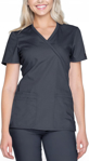 Picture of Cherokee Womens Mock Wrap Knit Panel Solid Scrub Top (CH-WW650)