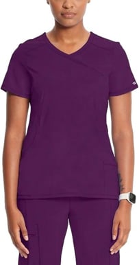 Picture of Cherokee Womens 4-Pocket Knit Panel Mock Wrap Scrub Top (CH-2625A)
