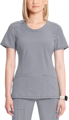 Picture of Cherokee Womens Split Round Neck Solid Scrub Top (CH-2624A)