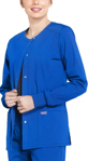 Picture of Cherokee Womens Snap Front Warm-Up Solid Scrub Jacket (CH-WW340)