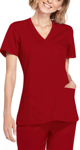 Picture of Cherokee Womens Mock Wrap Knit Panel Solid Scrub Top (CH-WW650)