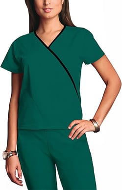 Picture of Cherokee Scrubs-CH-4800-HTR-CLR-Mini Mock Wrap Scrub Top - Hunter