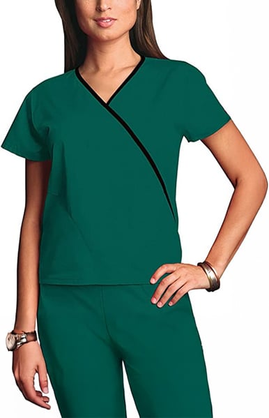 Picture of Cherokee Scrubs-CH-4800-HTR-CLR-Mini Mock Wrap Scrub Top - Hunter