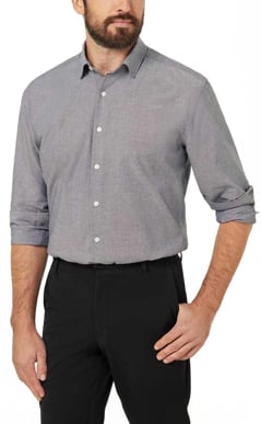 Picture of NNT Uniforms Mens Cotton Chambray Long Sleeve Shirt - Charcoal (CATJJU-CHA)