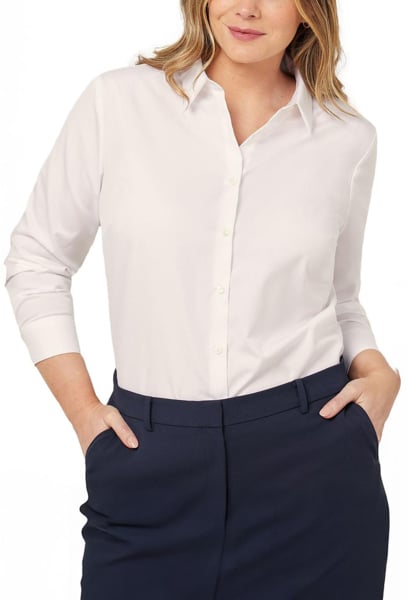 Picture of NNT Uniforms Womens Cotton Long Sleeve Shirt - White (CATUSY-WHT)